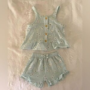 RZ by Rachel Zoe two-piece set light blue with flower print design size 3T - NEW